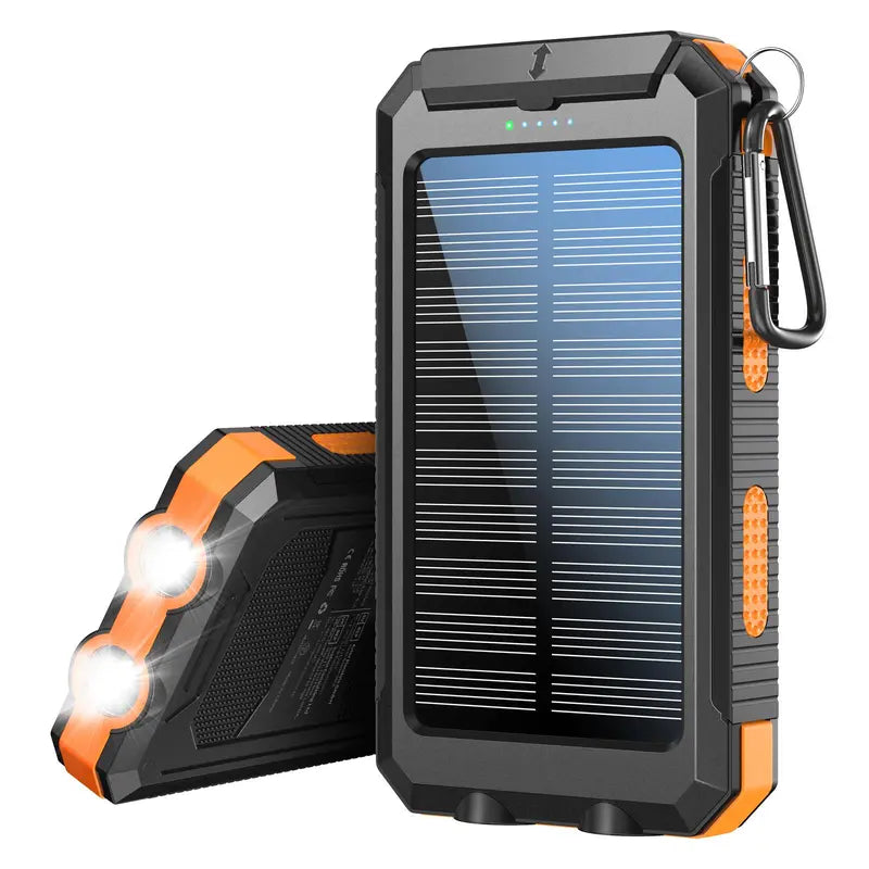 10000mAh Portable Solar Power Bank for Mother's Day Gift - Dual USB Output, Waterproof with Flashlight, Wireless Car Charger, Compatible with iPhone & Android Devices for Spring Camping