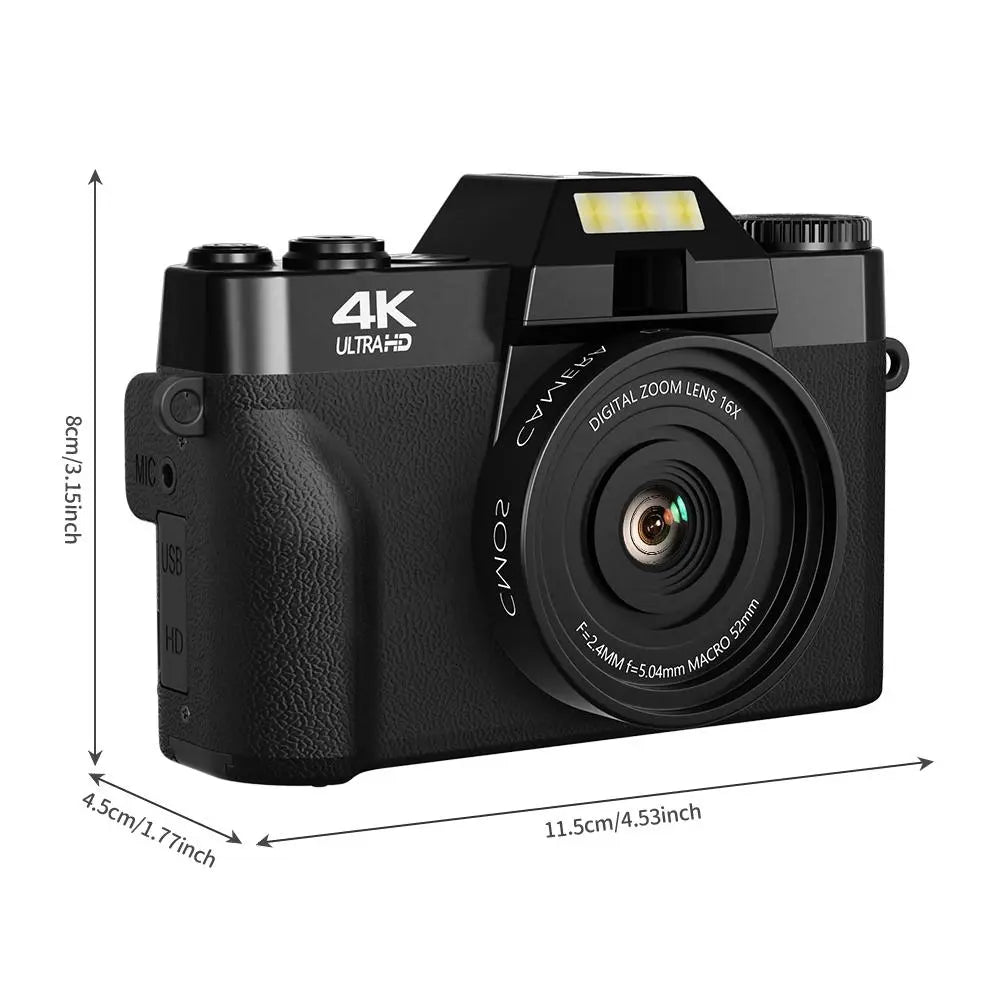 4K Digital Camera for Music Festivals - 48MP Vlogging Camera, Supports 16X Digital Zoom & Auto Focus, 180° Flip Screen with 32GB SD Card & Lens for Spring Events